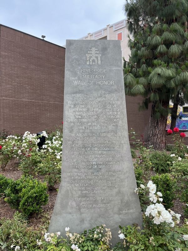 Riverside Military Wall of Honor Marker. Click for full size. Riverside Military Wall of Honor Marker image. Click for full size.