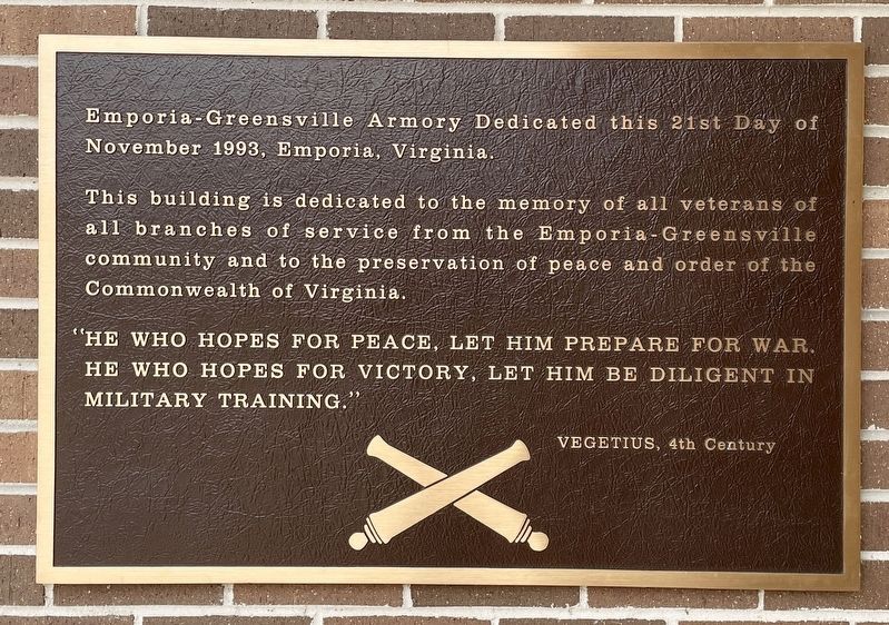 Emporia-Greensville County Armory Marker. Click for full size. Emporia-Greensville County Armory Marker image. Click for full size.