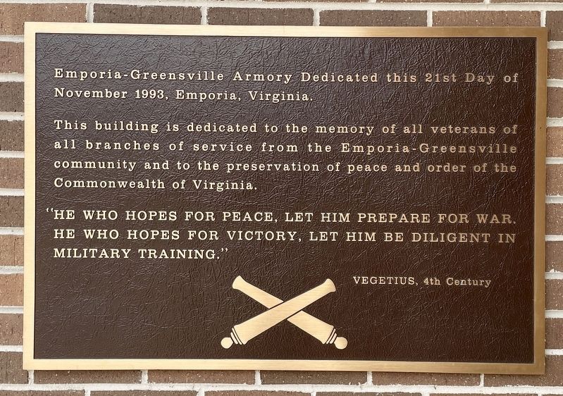 Emporia-Greensville County Armory Marker image. Click for full size.