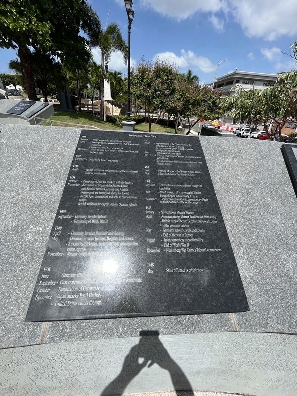 Holocaust Timeline plaque. Click for full size. Holocaust Timeline plaque image. Click for full size.