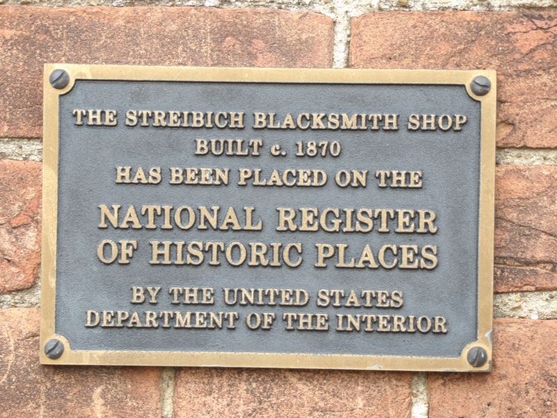 The Streibich Blacksmith Shop Marker. Click for full size. The Streibich Blacksmith Shop Marker image. Click for full size.