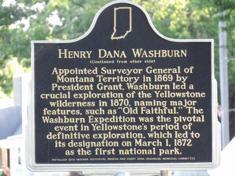 Henry Dana Washburn Marker, side two. Click for full size. Henry Dana Washburn Marker, side two image. Click for full size.