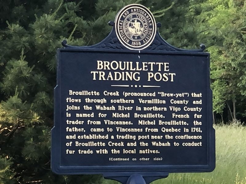 Brouillette Trading Post Marker, Side One image. Click for full size.