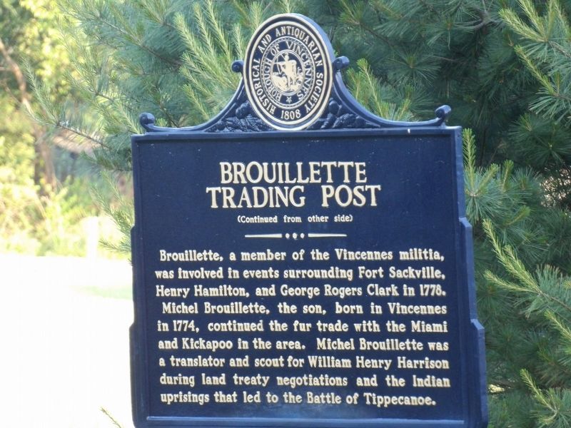 Brouillette Trading Post Marker, Side Two image. Click for full size.