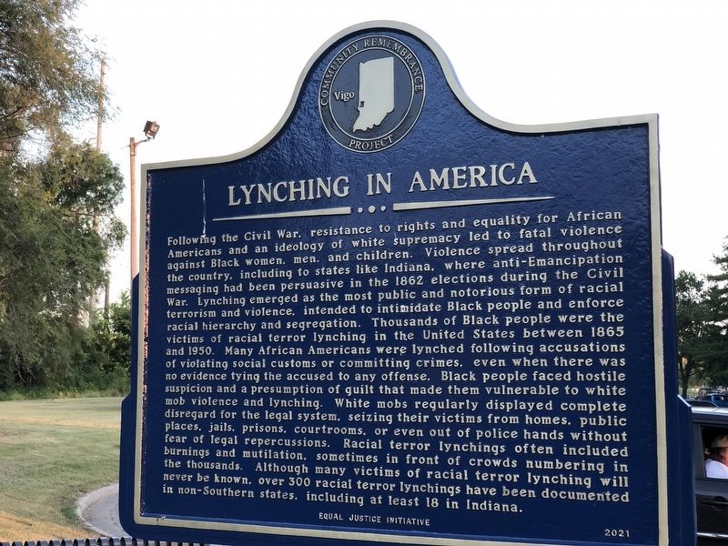 Lynching in America side of marker image. Click for full size.