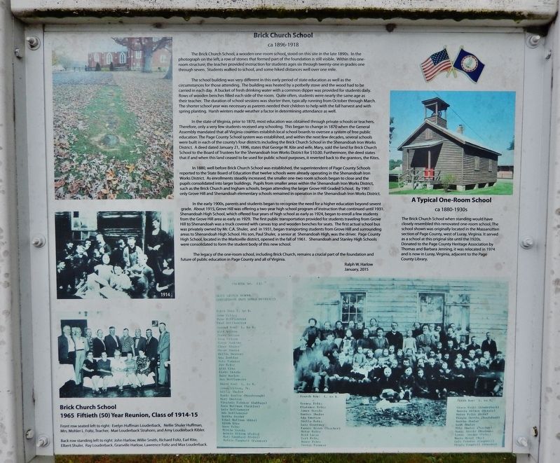 Brick Church School Marker image. Click for full size.