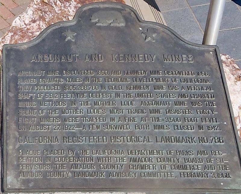 Argonaut and Kennedy Mines Marker image. Click for full size.