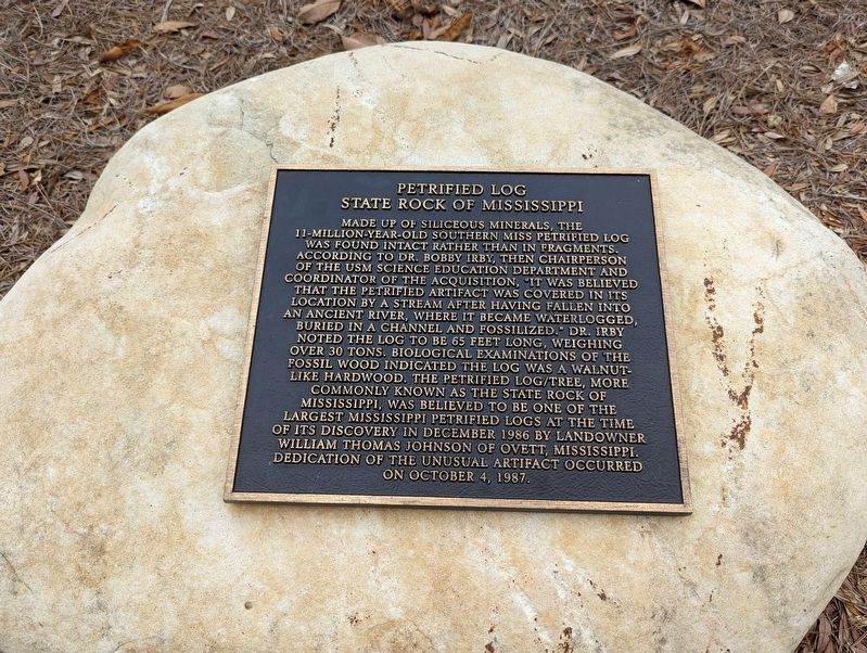 Petrified Log State Rock of Mississippi Marker. Click for full size. Petrified Log State Rock of Mississippi Marker image. Click for full size.