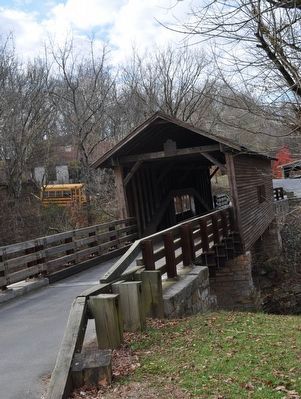 Harrisburg Covered Bridge and Marker. Click for full size. Harrisburg Covered Bridge and Marker image. Click for full size.