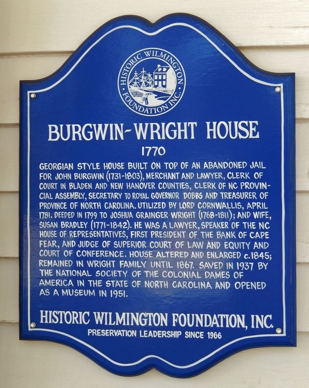 Burgwin-Wright House Marker image. Click for full size.