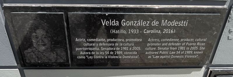 Velda González de Modestti Marker. Click for full size. Velda González de Modestti Marker image. Click for full size.