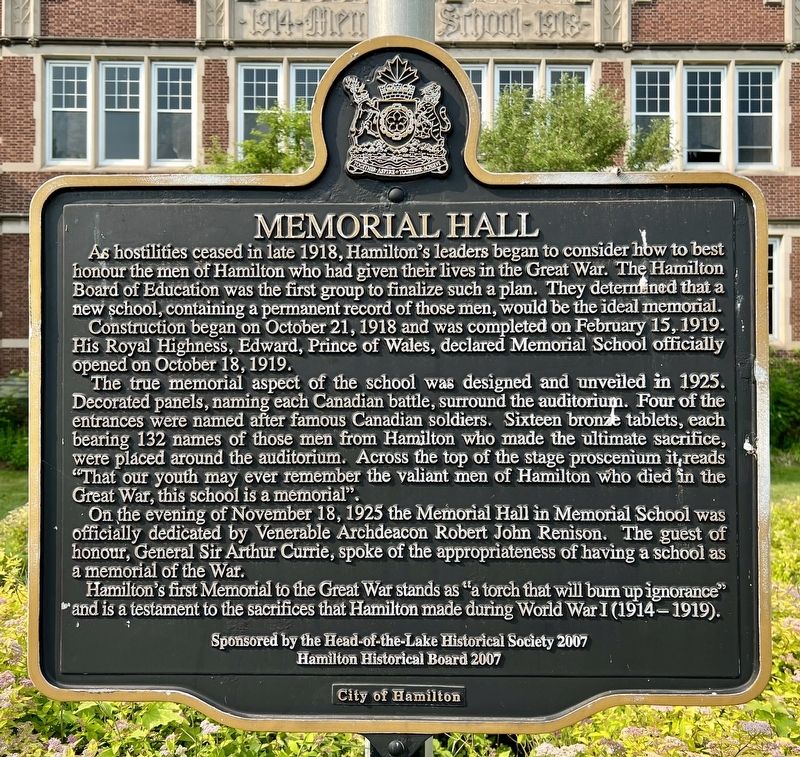 Memorial Hall Marker. Click for full size. Memorial Hall Marker image. Click for full size.