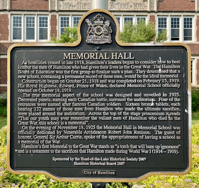 Memorial Hall Marker image. Click for full size.