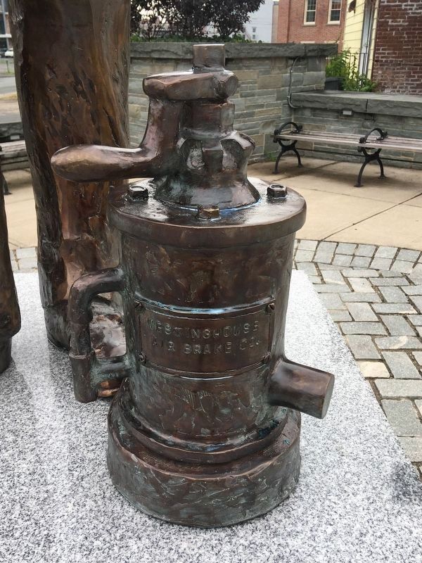 George Westinghouse Jr. Bronze Sculpture Detail - Airbrake image. Click for full size.