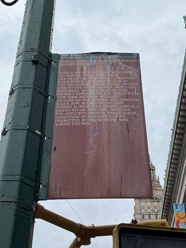 Central Park West-West 75th Street Historic District Marker. Click for full size. Central Park West-West 75th Street Historic District Marker image. Click for full size.
