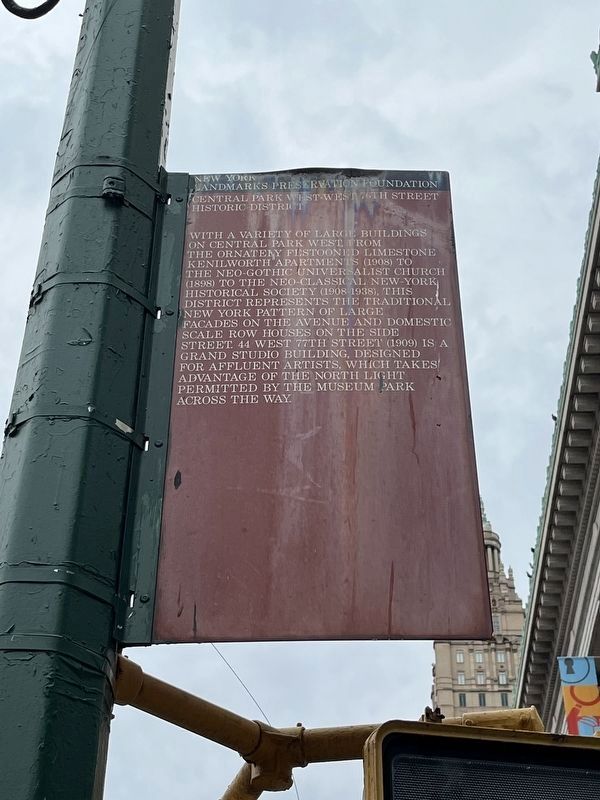 Central Park West-West 75th Street Historic District Marker image. Click for full size.