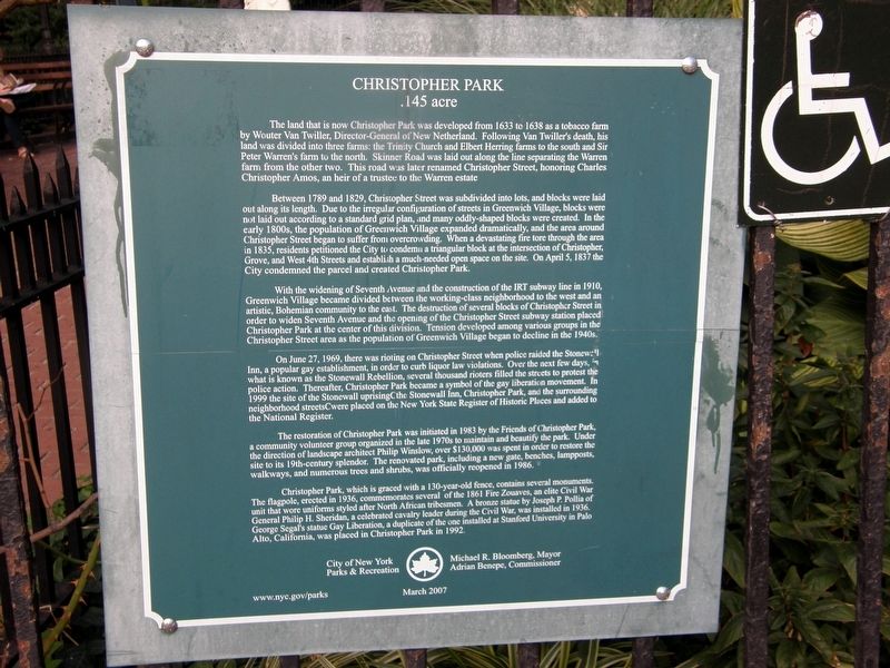 Christopher Park Marker. Click for full size. Christopher Park Marker image. Click for full size.
