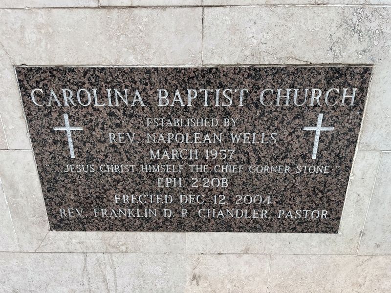 Carolina Baptist Church Marker image. Click for full size.