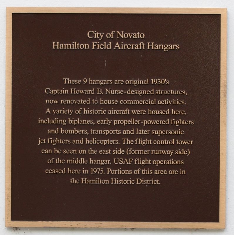Hamilton Field Aircraft Hangers Marker image. Click for full size.