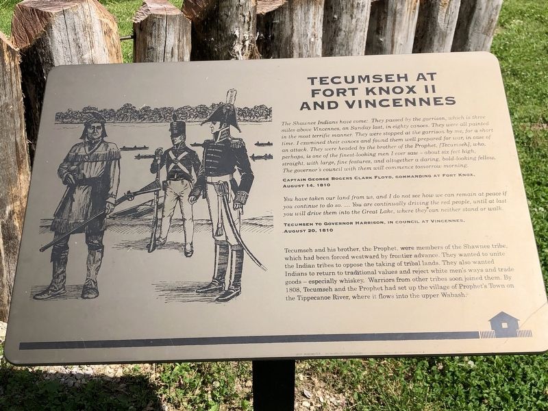 Tecumseh at Fort Knox II and Vincennes Marker image. Click for full size.