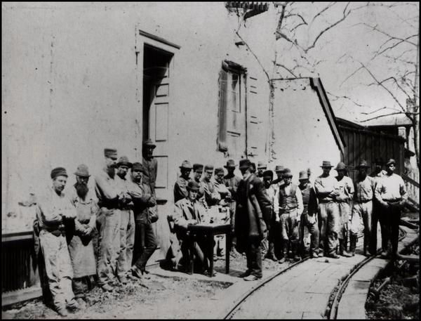 Powdermen in front of Hagley Yard office. Click for full size. Powdermen in front of Hagley Yard office image. Click for full size.