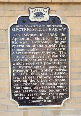First Commercially Successful Electric Street Railway Marker. Click for full size. First Commercially Successful Electric Street Railway Marker image. Click for full size.