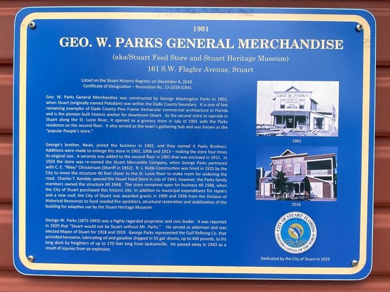 Geo. W. Parks General Merchandise Marker image. Click for full size.