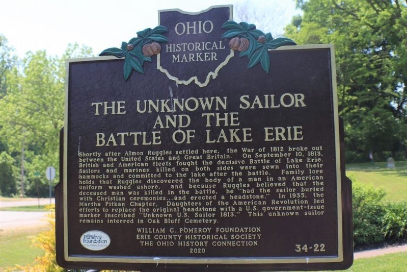 The Unknown Sailor and the Battle of Lake Erie side of the marker image. Click for full size.
