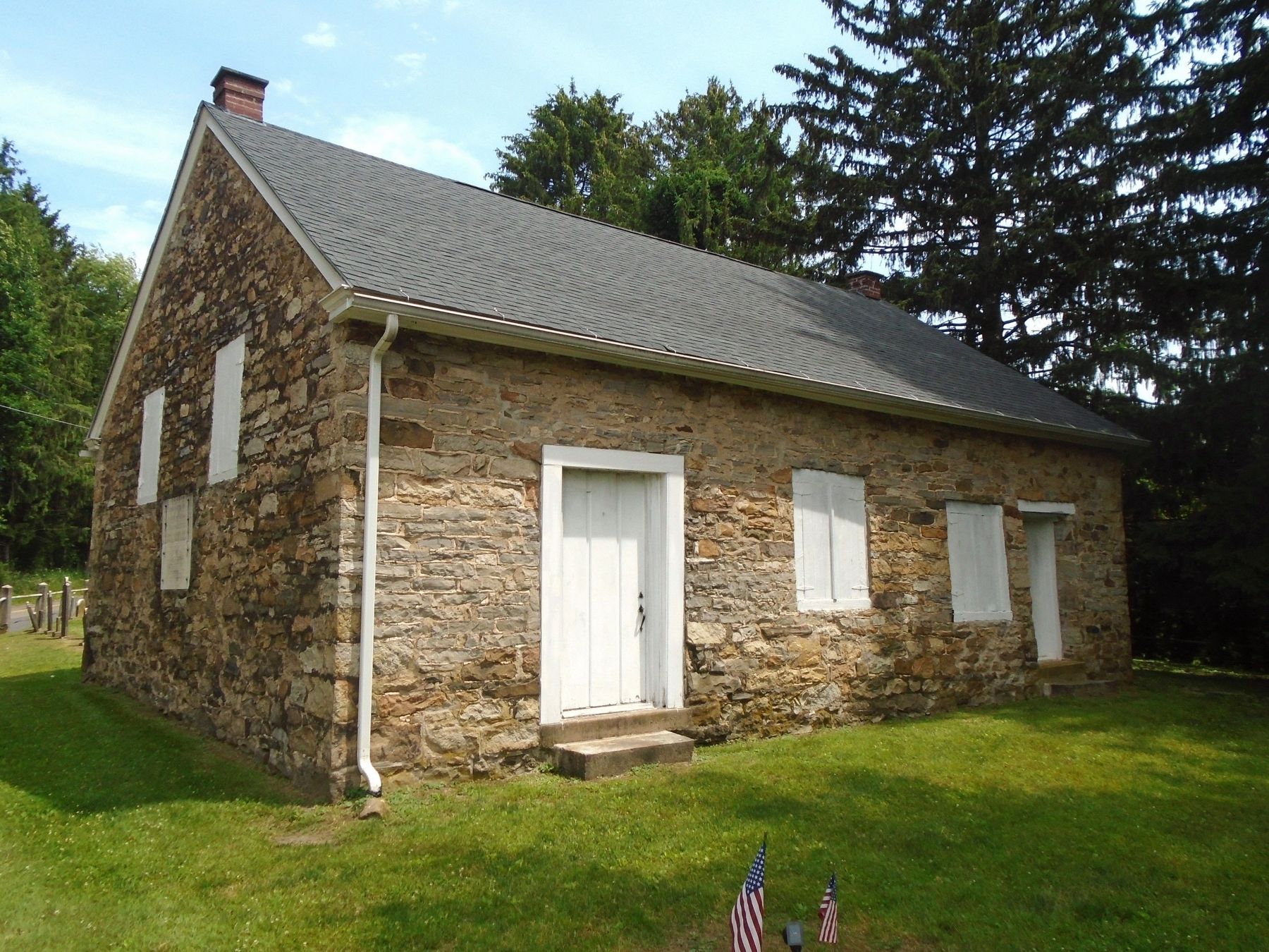 The Old Stone (Methodist Episcopal) Church and Marker image. Click for full size.