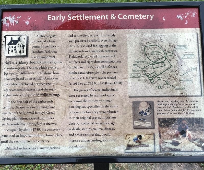 Early Settlement and Cemetery Marker image. Click for more information.
