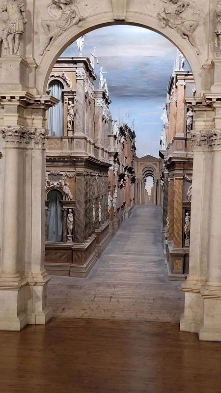 The view of the streets at the back of the stage on the Teatro Olimpico. Click for full size. The view of the streets at the back of the stage on the Teatro Olimpico image. Click for full size.