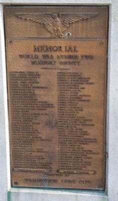 Beaufort County World War II Memorial Marker. Click for full size. Beaufort County World War II Memorial Marker image. Click for full size.