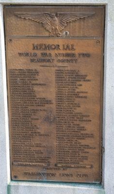 Beaufort County World War II Memorial Marker image. Click for full size.