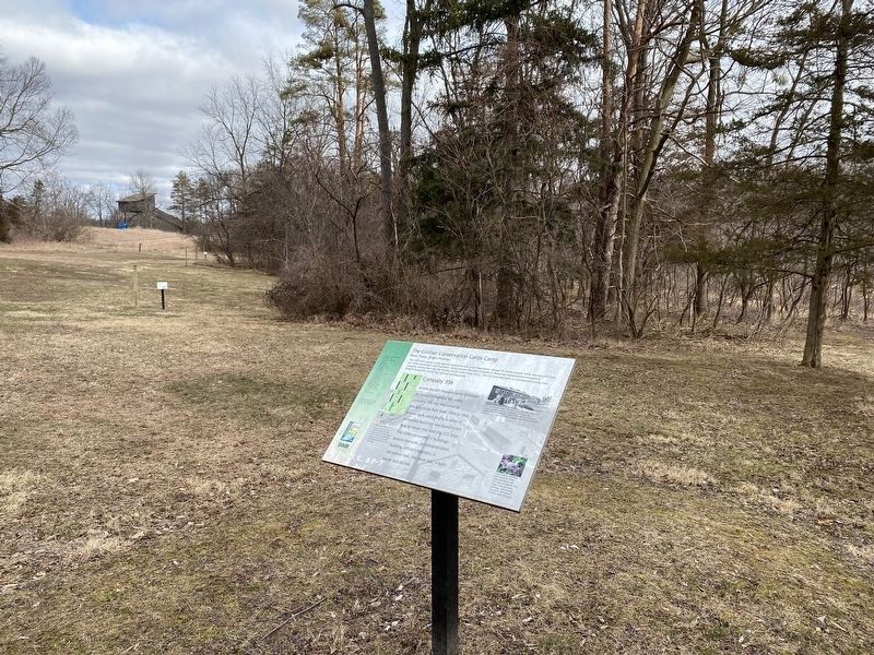 Marker in front of CCC Camp walking-tour sites image. Click for full size.