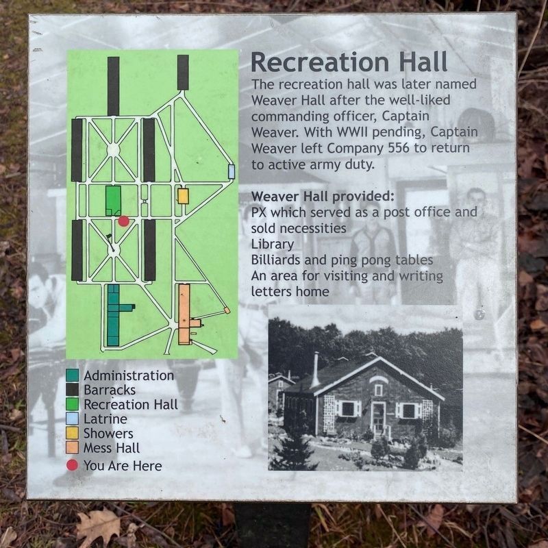 Information marker for Recreation Hall image. Click for full size.
