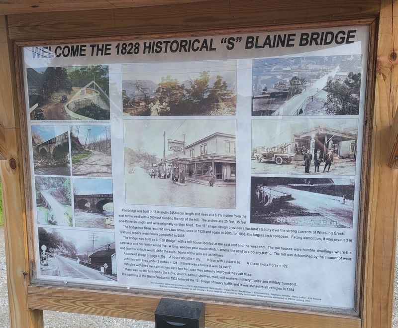 Welcome The 1828 Historical "S" Blaine Bridge Marker. Click for full size. Welcome The 1828 Historical "S" Blaine Bridge Marker image. Click for full size.