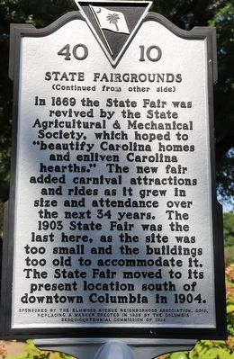 State Fairgrounds Marker, Side Two image. Click for full size.