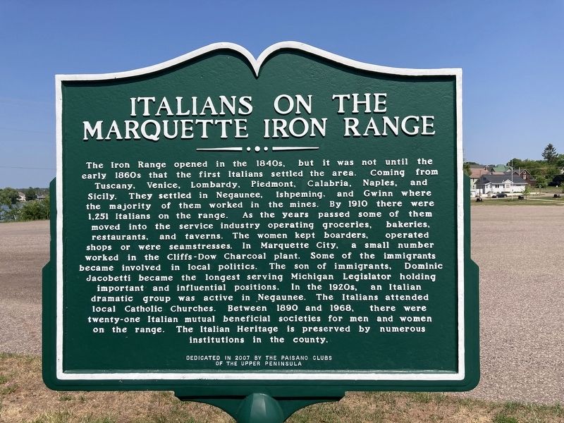 Italians on the Marquette Iron Range Marker image. Click for full size.