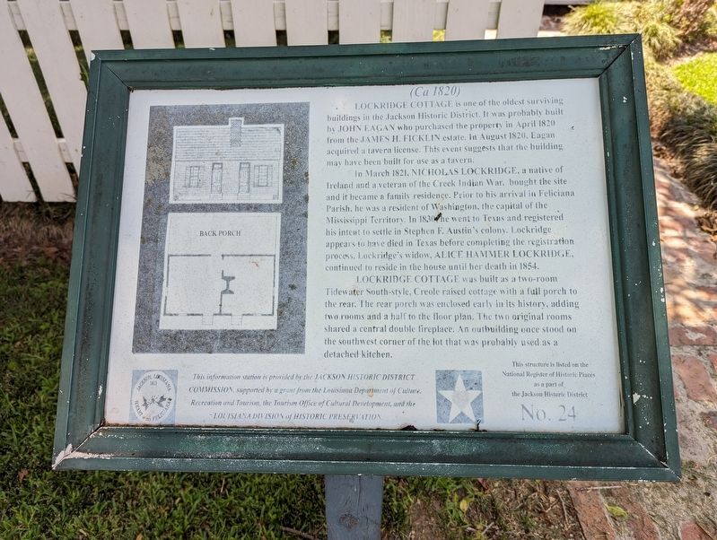 Lockridge Cottage Marker. Click for full size. Lockridge Cottage Marker image. Click for full size.