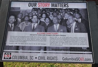 A Living Sanctuary: Zion Baptist Church and Columbia's Civil Rights Struggle Marker image. Click for full size.