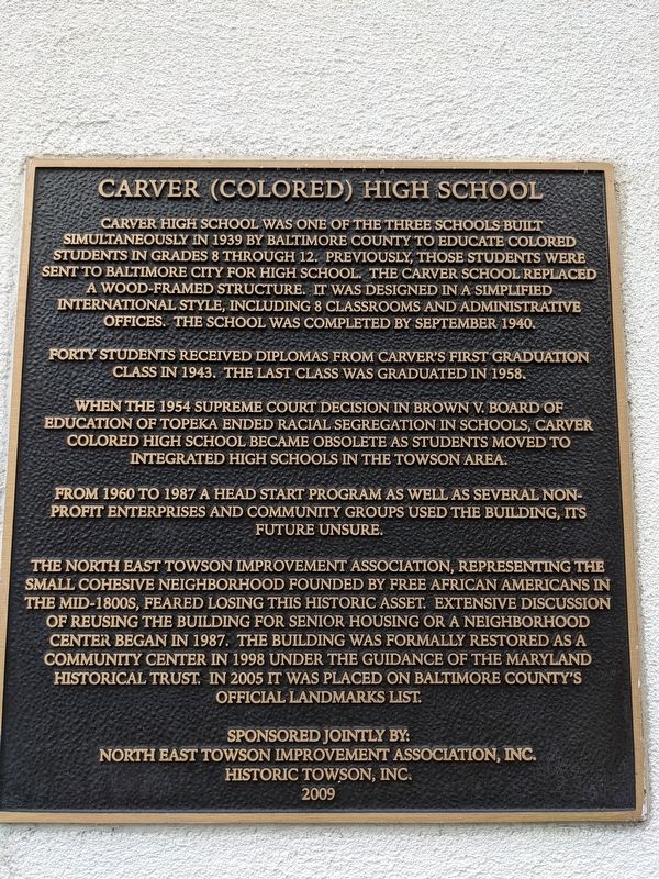 Carver (Colored) High School Marker. Click for full size. Carver (Colored) High School Marker image. Click for full size.