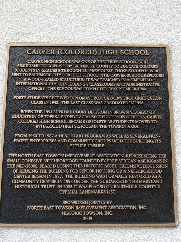 Carver (Colored) High School Marker image. Click for full size.