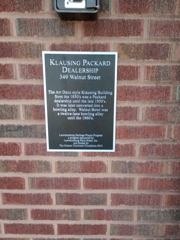 Klausing Packard Dealership Marker. Click for full size. Klausing Packard Dealership Marker image. Click for full size.