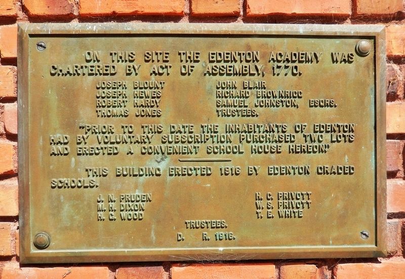 The Edenton Academy Marker image. Click for full size.