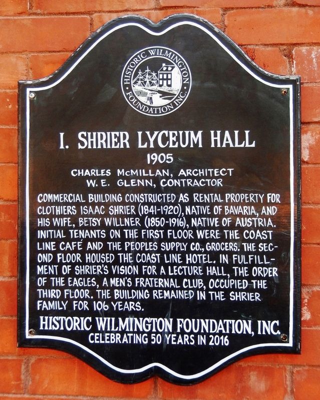 I. Shrier Lyceum Hall Marker. Click for full size. I. Shrier Lyceum Hall Marker image. Click for full size.