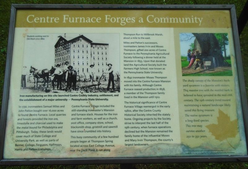 Centre Furnace Forges a Community Marker. Click for full size. Centre Furnace Forges a Community Marker image. Click for full size.