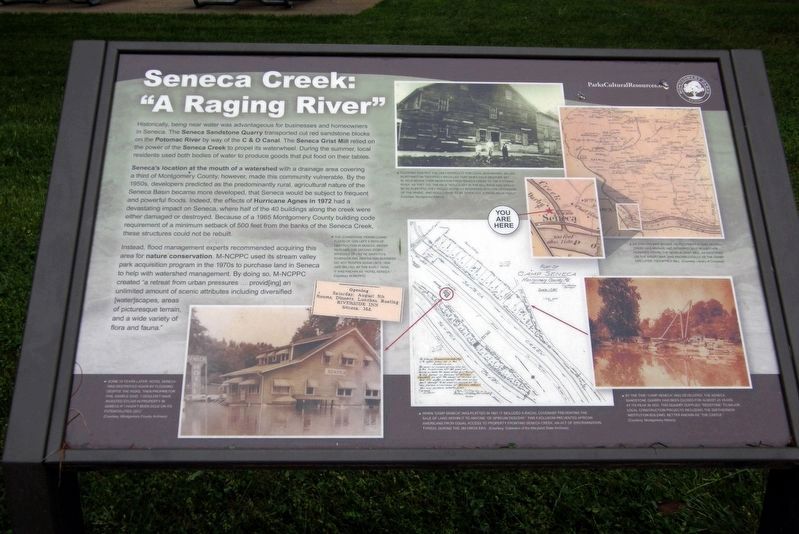 Seneca Creek: “A Raging River” Marker. Click for full size. Seneca Creek: “A Raging River” Marker image. Click for full size.