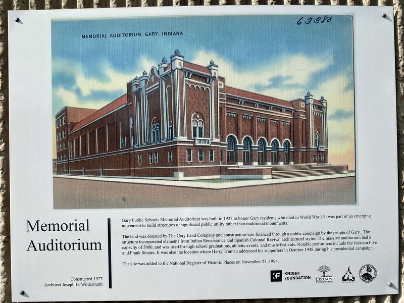 Memorial Auditorium Marker image. Click for full size.