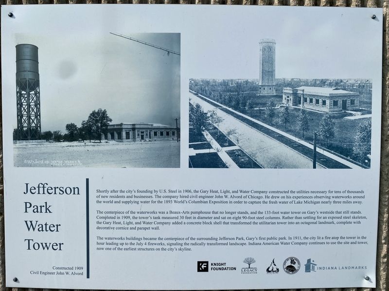 Jefferson Park Water Tower Marker. Click for full size. Jefferson Park Water Tower Marker image. Click for full size.
