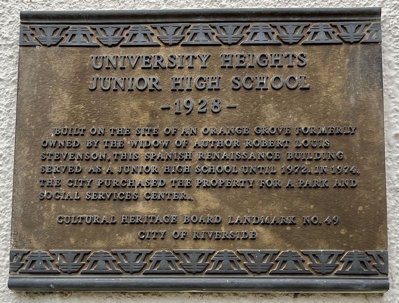 University Heights Junior High School Marker. Click for full size. University Heights Junior High School Marker image. Click for full size.